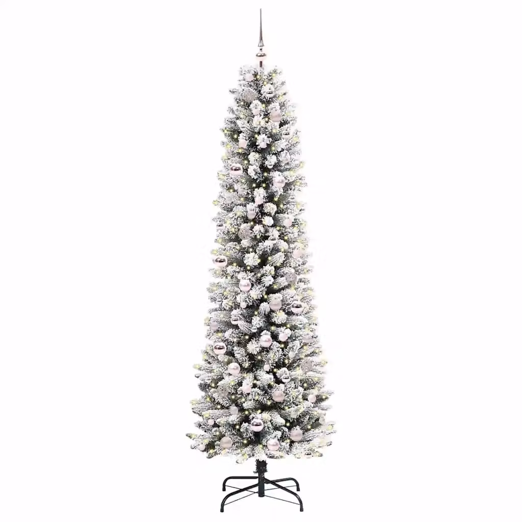 Albero di Natale artificiale moderno vidaXL verde con 300 LED bianco caldo, Altezza: 210 cm – 2
