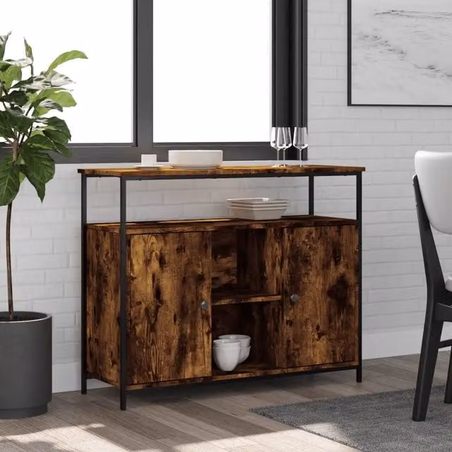 Credenza vidaXL in Rovere Marrone per Sala da Pranzo L: 100 cm, P: 35 cm, H: 80 cm