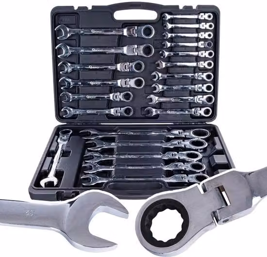 Set di 22 chiavi combinate flessibili GEKO in acciaio cromato vanadio, colore argento