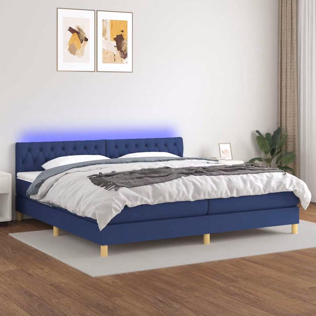 Letto Ibrido vidaXL con Materasso e Illuminazione LED Blu, L/P: 200 x 200 cm – 1