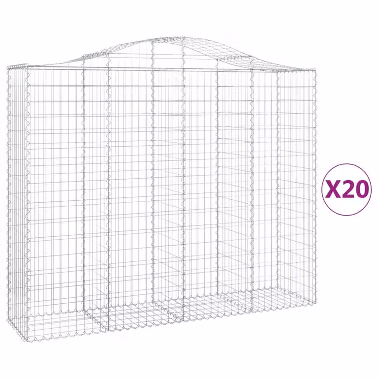 Cesti Gabbioni ad Arco 20 pz 200x50x160/180 cm Ferro Zincato