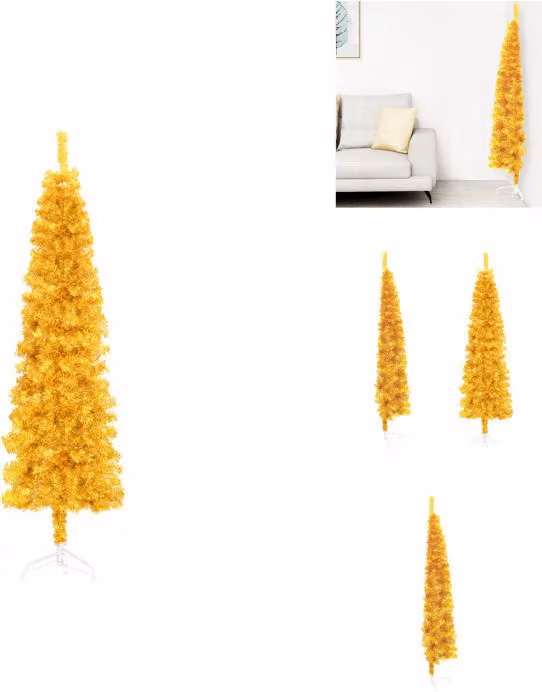 vidaXL Mezzo albero di Natale artificiale con supporto slim gold 150 cm - Alberi di Natale
