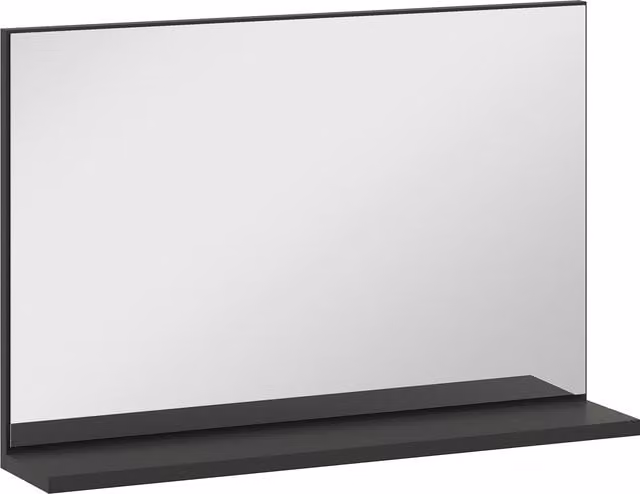 Specchio da bagno a parete con mensola kleankin design moderno nero L 60 cm x P 12 cm x H 40 cm
