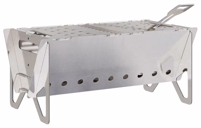 Focolare da campeggio, 42 x 22 x 18 cm, acciaio inossidabile, argento