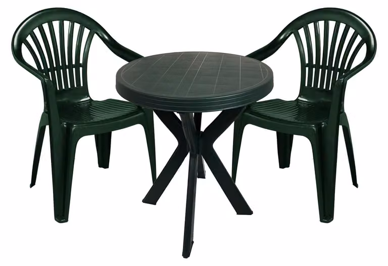Set di sedute per balcone, mobili da giardino, set da 3 pezzi, plastica, colore verde