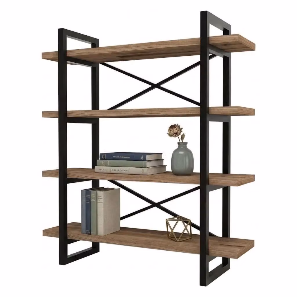 Libreria Inverigo con 4 Ripiani in Legno Marrone, Stile Industrial, L: 106 cm, P: 33 cm, H: 120 cm – 2