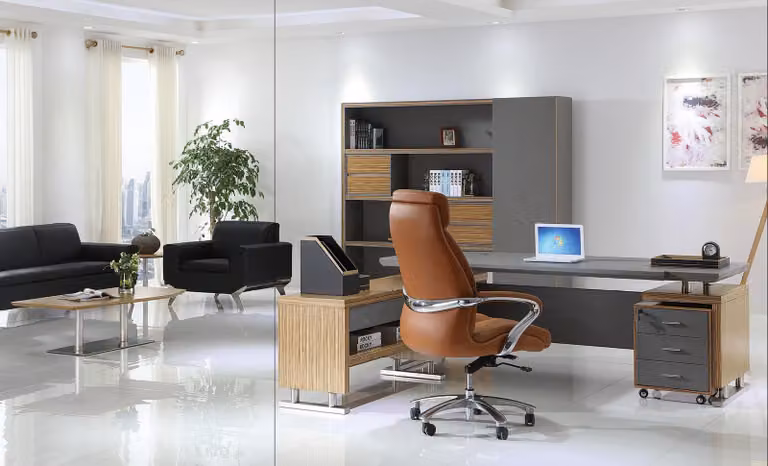 Designer Büro Arbeit Zimmer Set Regal Tisch Sessel Komplett Set Möbel 3tlg.
