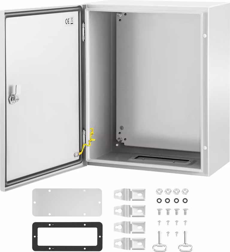 SucceBuy Contenitore in acciaio NEMA 4X, 20x16x10 pollici, impermeabile IP66, scatola di controllo per esterni/interni, materiale acciaio, colore grigio, con piastra di montaggio