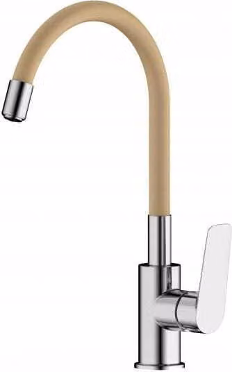Miscelatore da cucina con bocca girevole beige-cromo Elba