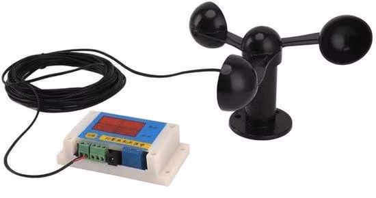 Anemometro a 3 pale, con connessione USB e allarme di velocità del vento, per uso esterno