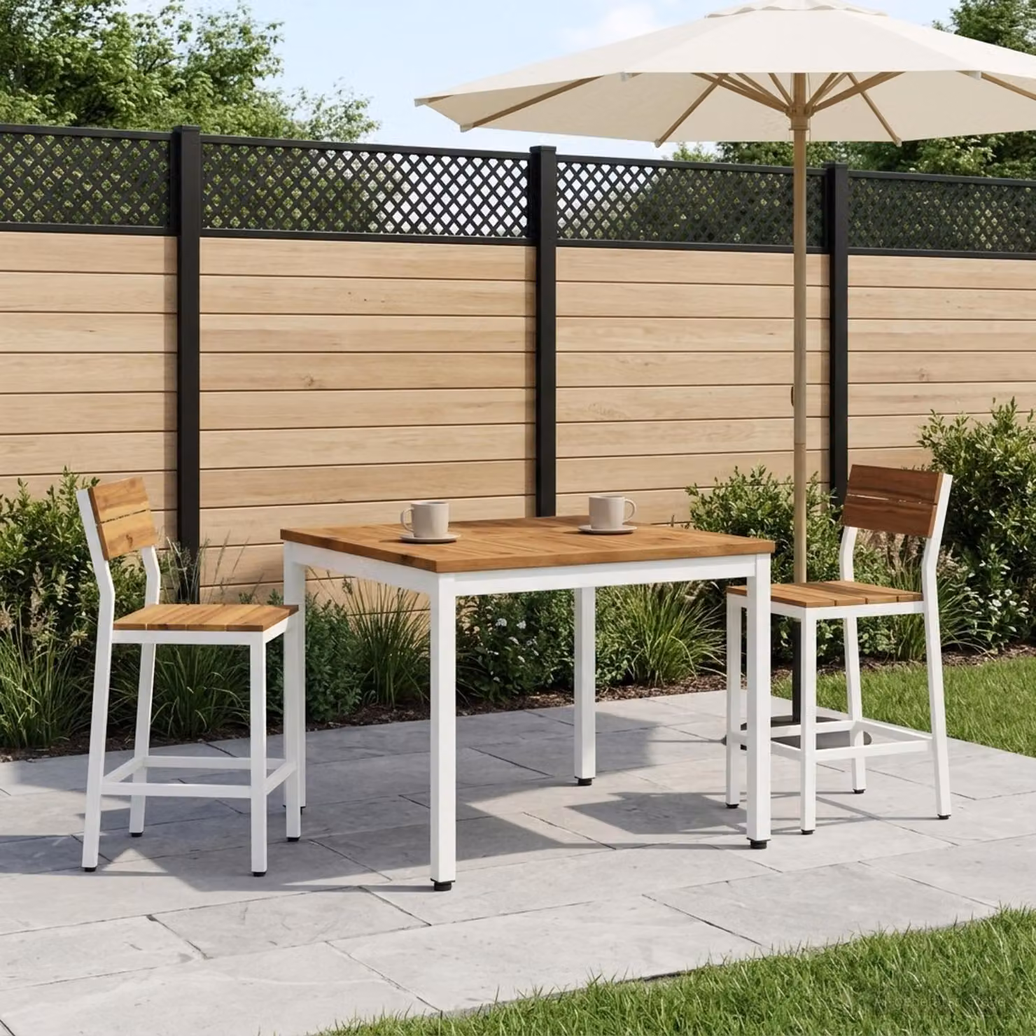 Tavolino da salotto vidaXL in legno di acacia rustico, Bianco e Naturale, L 80 x P 80,5 x H 45 cm