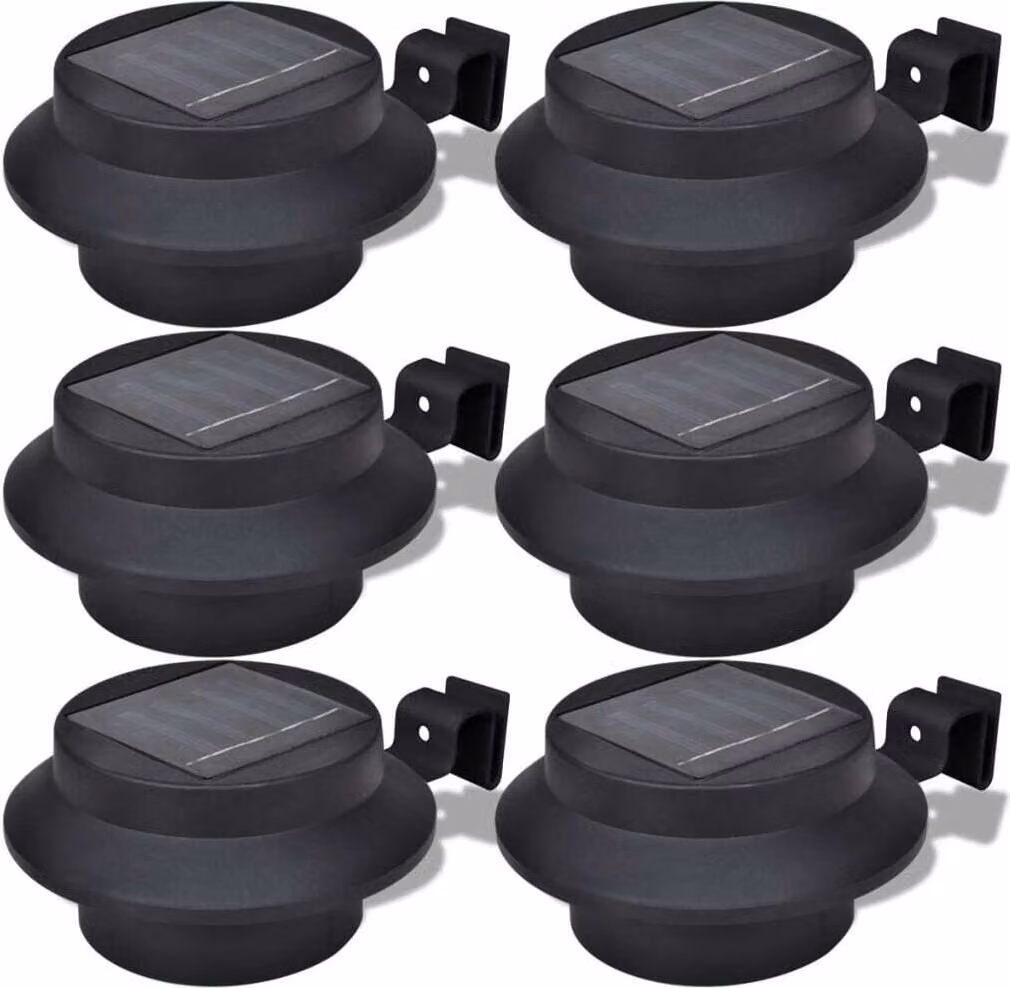 Lampade Solari 6 pz Luci per Recinzioni Nere