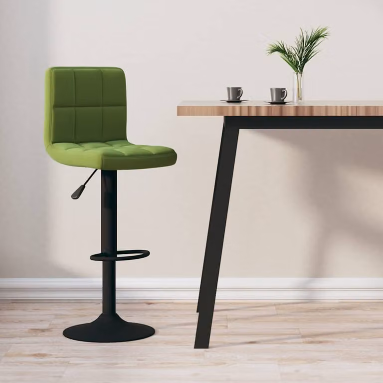 Sgabello da Bar vidaXL in Velluto Verde Chiaro con Struttura in Metallo Moderno