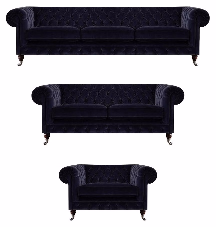 Exklusive Chesterfield Sofas Designer Dreisitzer 2-Sitzer Textilsessel
