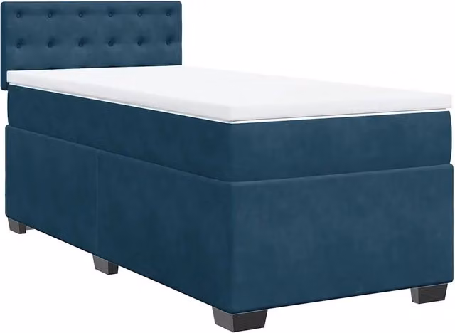 Letto singolo | Letto per adulti | Giroletto a Molle con Materasso Blu Scuro 80x200 cm in Velluto