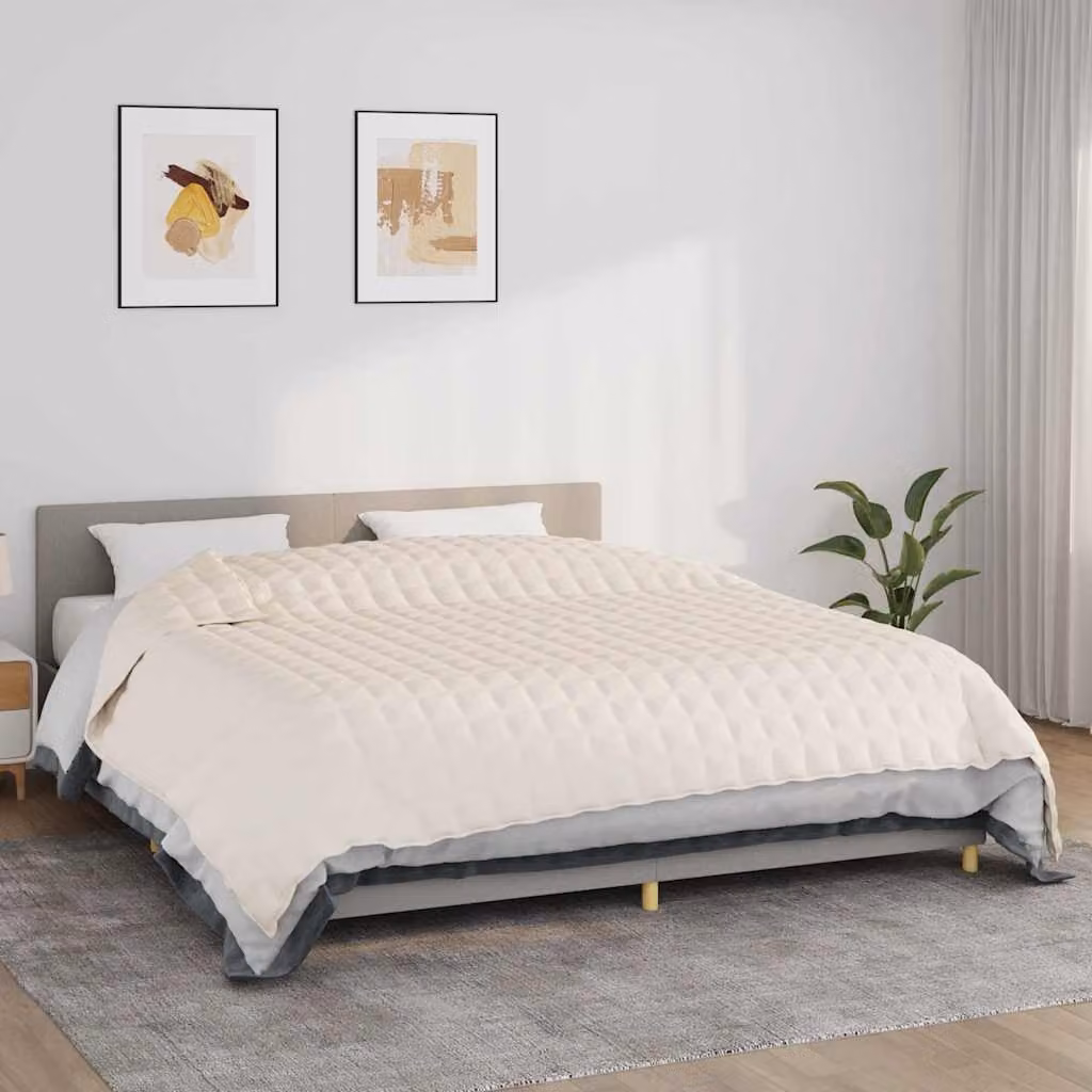 vidaXL Coperta Ponderata in Microfibra e Cotone Beige L: 235 cm, P: 290 cm, Peso: 11 kg