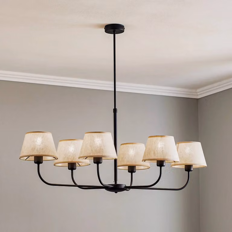 Lampadario a soffitto Chicago TK Lighting, dimmerabile, Crema / Ambra, Soggiorno / Sala da pranzo, Tessuto / Stoffa / Seta, Lampadario