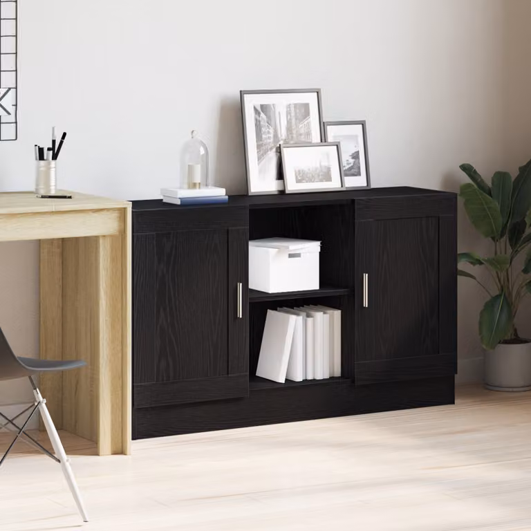 Credenza moderna vidaXL in legno ingegnerizzato nero, L 120 x P 30,5 x H 70 cm