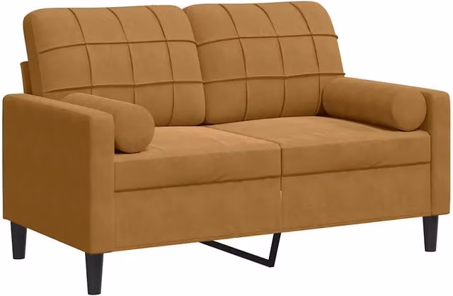 Divano | Divano da soggiorno | Sofa a 2 Posti con Cuscini Marrone 120 cm in Velluto