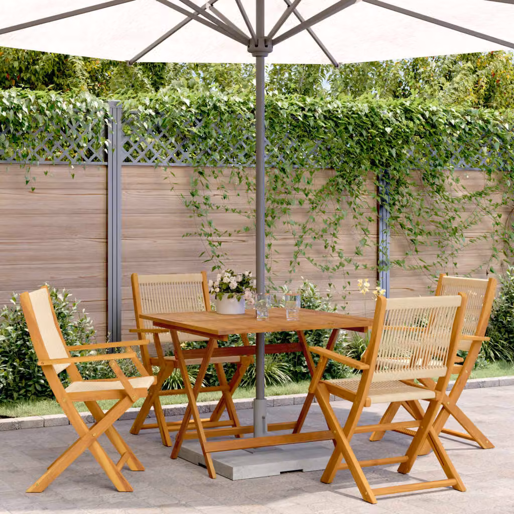 Set da pranzo da giardino vidaXL 5 pezzi in legno di acacia oliato e polipropilene beige