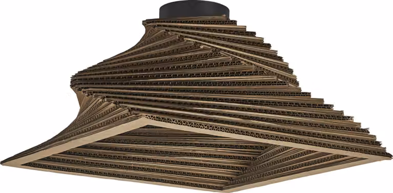 Plafoniera OSRAM Decor Cardboard Square Turn marrone in cartone ondulato, E27, diametro 400 mm, paralume in materiale riciclato, sostenibile grazie alla sorgente luminosa sostituibile, facile installazione