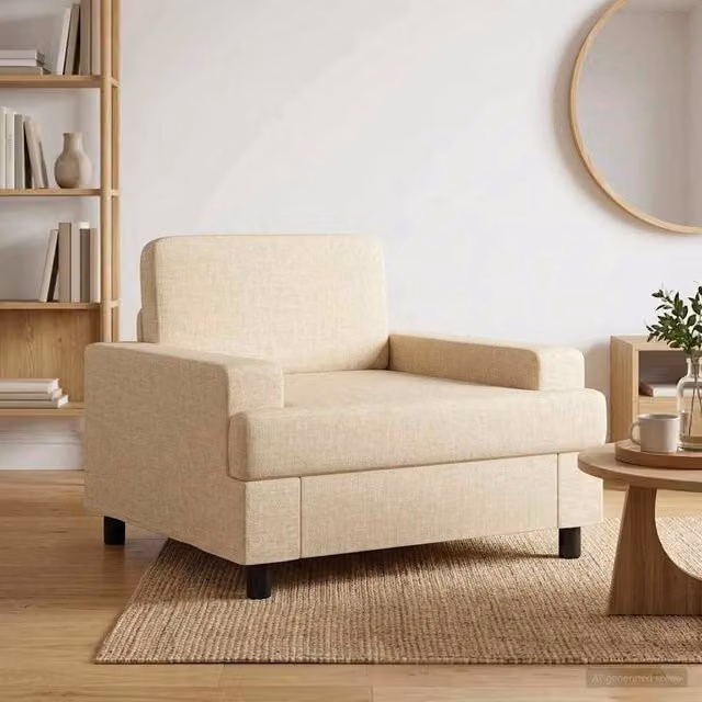 Poltrona relax moderna vidaXL in tessuto beige con braccioli per soggiorno e camera da letto – 1
