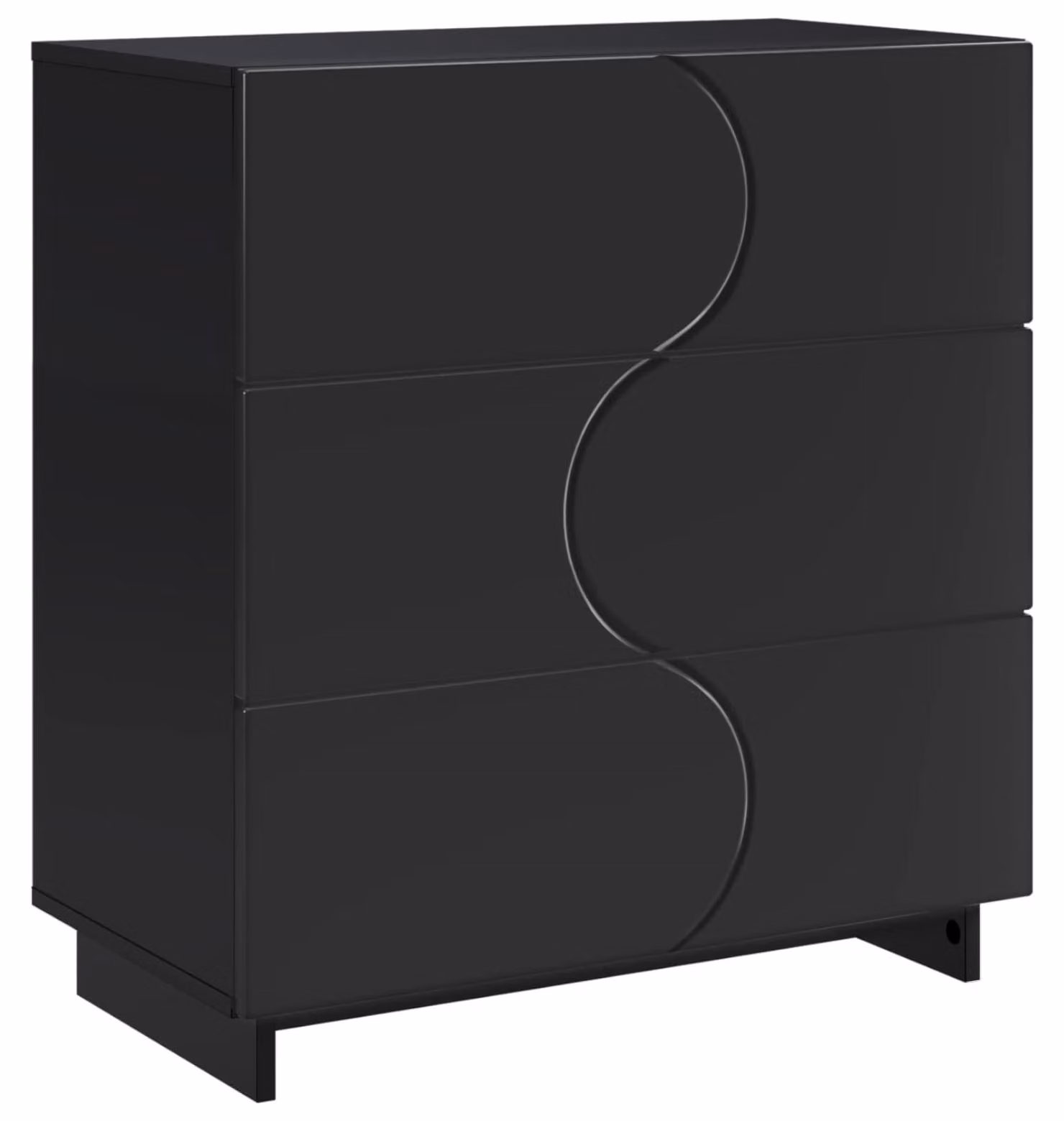 Mobile contenitore Schwarz, dimensioni 70 x 38 x 75 cm, realizzato in materiale composito di legno