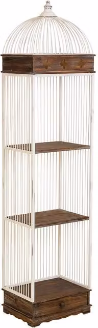 Scaffale, legno bianco e metallo, 3 ripiani, 1 cassetto 41x31x172h cm