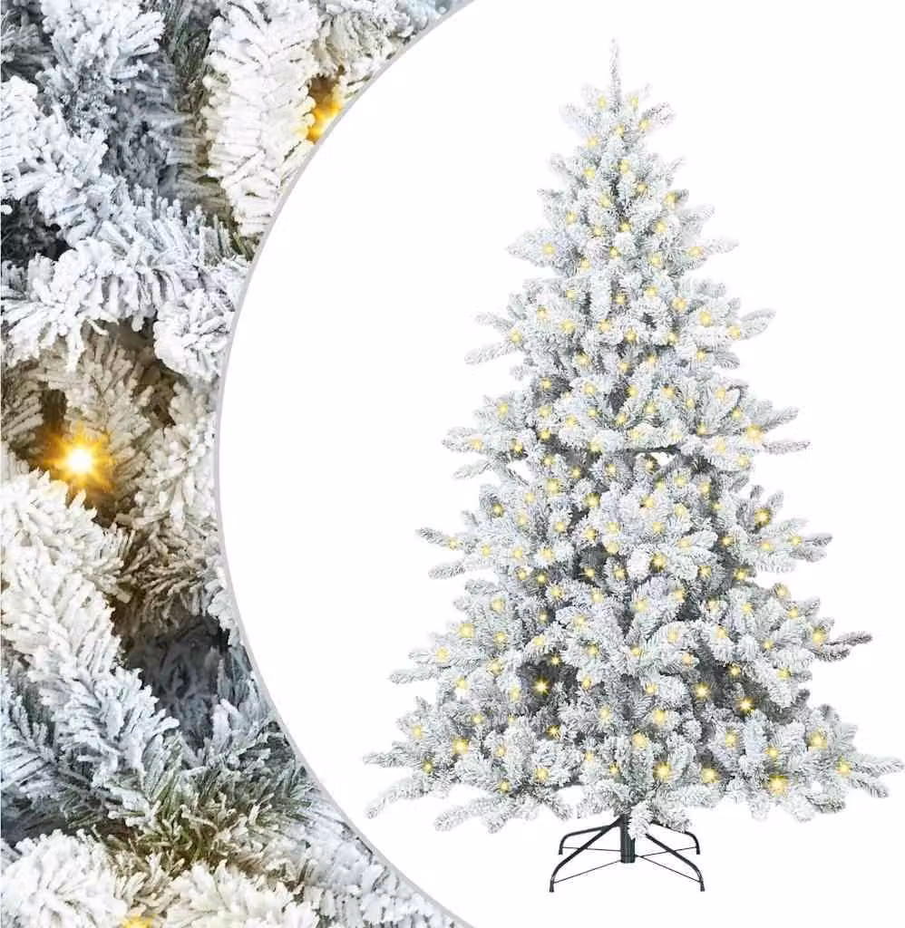 Albero di Natale artificiale pieghevole bianco 240 cm in PVC e acciaio