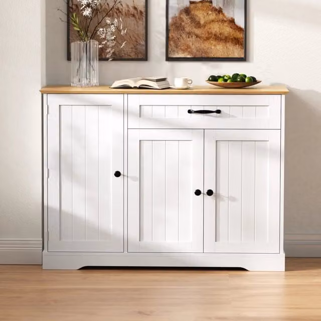 Credenza Buffet 3 Ante e Cassetto ¨C MINIMAL ¨C Bianco e Rovere Naturale
