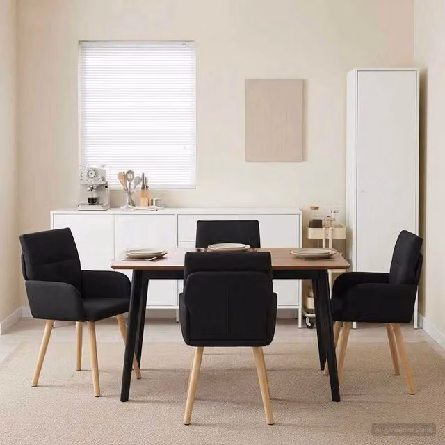 Sedie da pranzo 4 pz Tessuto Nero 60 x 56 x 93 cm 3428359