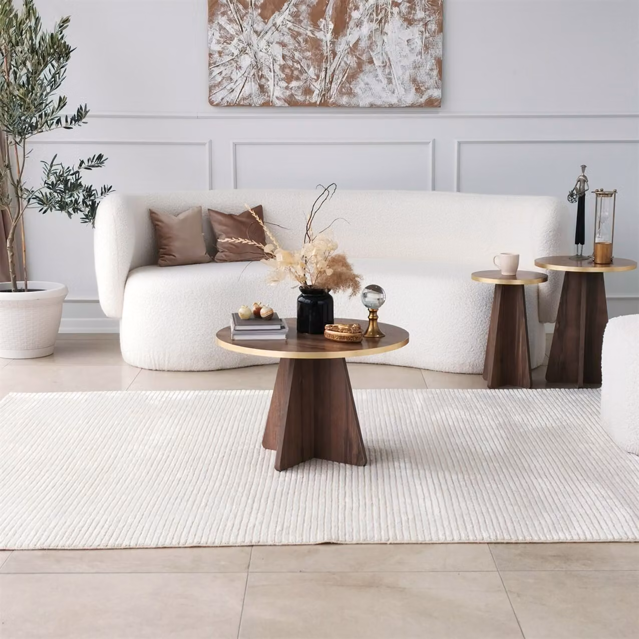 Skye Decor, Mushroom - Gold, Walnut v2, tavolino, 100 % MELAMIN COATED SLIPBOARD, oro, 60 x 60 x 40 cm
