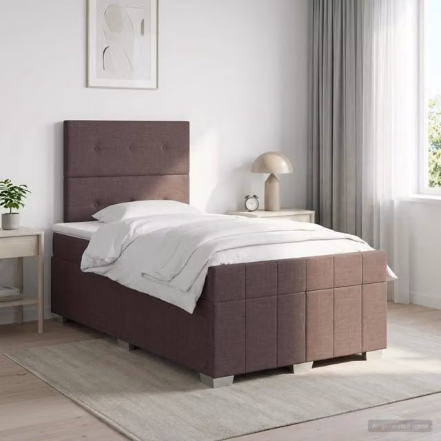 Letto box spring con materasso a molle insacchettate vidaXL, marrone e bianco, L/P: 120 x 200 cm – 1