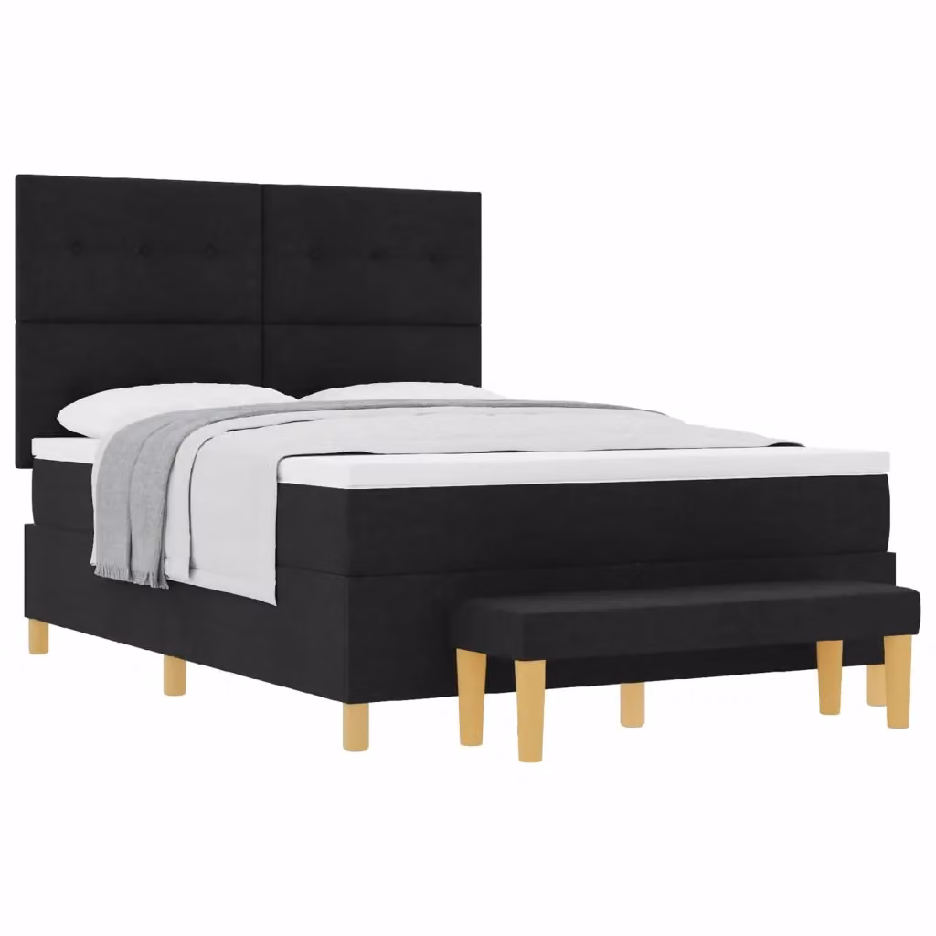 Letto a molle con materasso vidaXL in tessuto nero L/P/H: 200 x 140 x 128 cm – 2