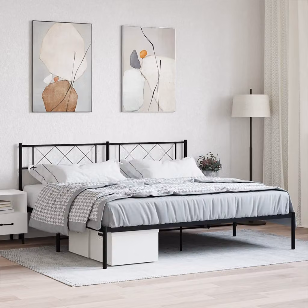 Giroletto con testiera in metallo vidaXL colore nero L/P/H: 180 x 200 x 90 cm