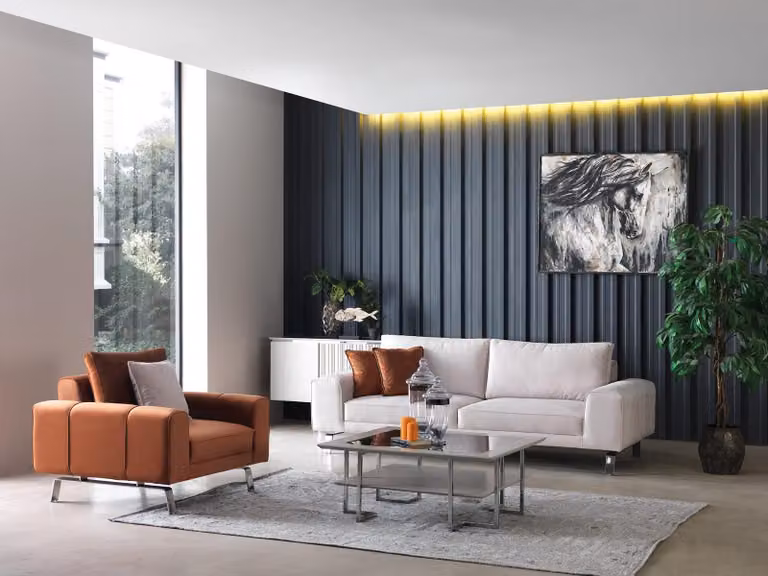 Gruppe Polstersofa Couchgarnitur Komplette Sofas Stoffsofa Weiß 2tlg