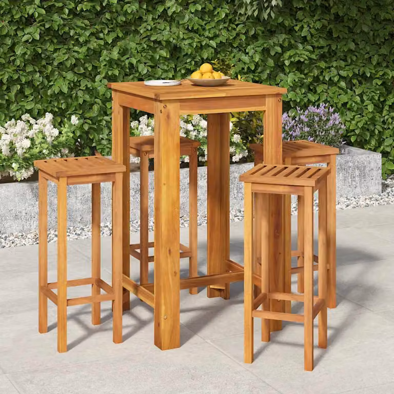 Set da Bar da Giardino vidaXL in Legno di Acacia Marrone, 5 Pezzi