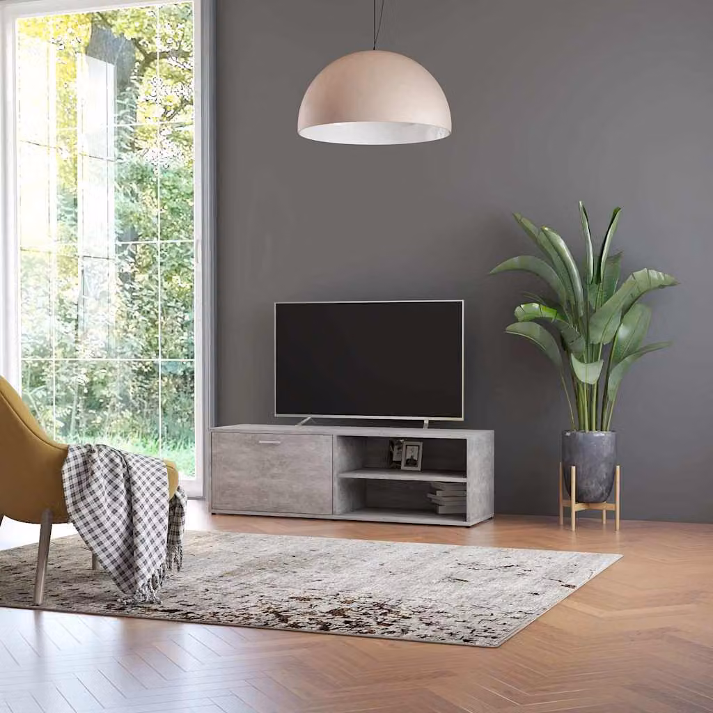 Mobile Porta TV Moderno vidaXL in Legno Multistrato Grigio, L 120 cm x P 34 cm x H 37 cm