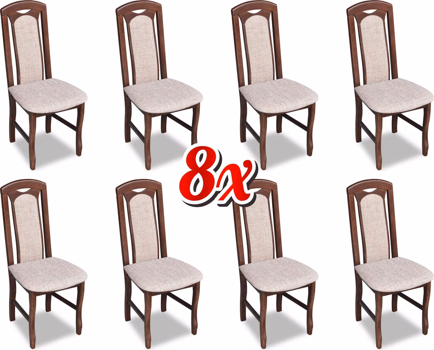 Garnitur Stuhl 8x Esszimmer Polsterstuhl Lounge Club Textil Stühle Küche Set