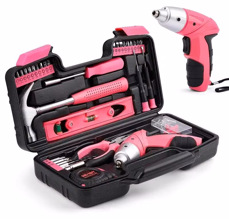 Set di utensili - Utensili per la casa - Martello e cacciaviti - Batteria ricaricabile al litio - Acciaio inossidabile - Custodia porta-attrezzi - Ideale per riparazioni domestiche