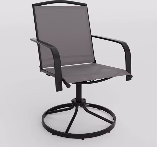 Set di 2 Sedie da Patio Girevoli COSTWAY, Poltrone a Dondolo in Rete con Schienale Alto e Base Rotonda in Metallo per Giardino e Balcone, Marrone – 1