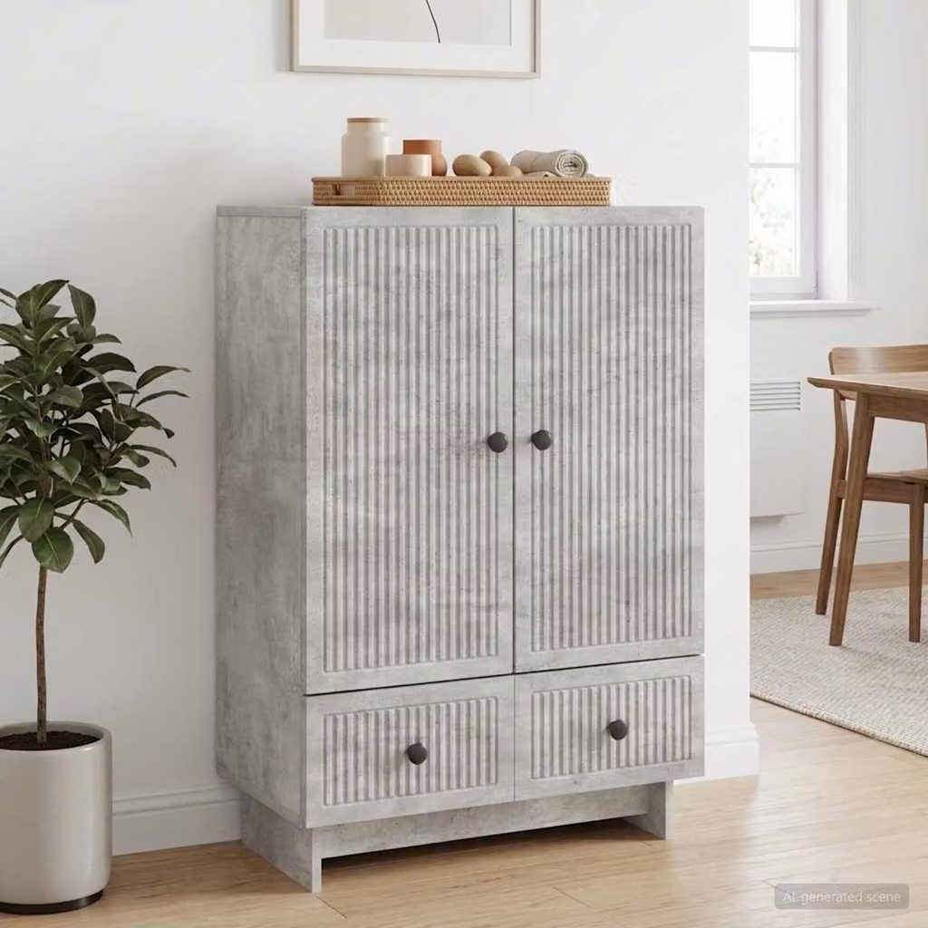 Credenza vidaXL in legno ingegnerizzato grigio cemento, L 66 x P 34,5 x H 95 cm