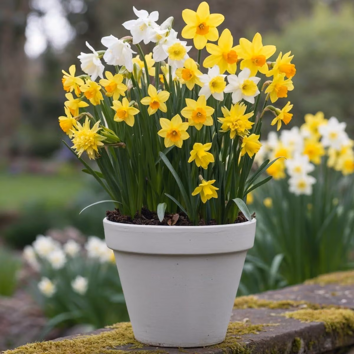 Bulbi di narciso resistenti al gelo, perenni - Collezione per giardini rocciosi - 25 bulbi - Gialli/Arancioni/Bianchi - Piante vere provenienti dall'Olanda - per giardino e vasi (non semi, non artificiali)