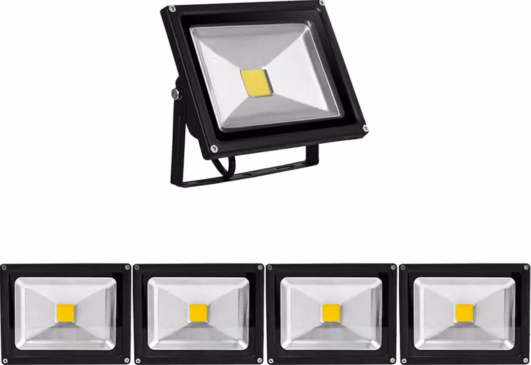 Greenmigo 5x 20W Proiettore a LED, luce bianca fredda, corpo in alluminio nero, IP65, impermeabile, lampada da parete, illuminazione diffusa, illuminazione da esterno, lampada da giardino a LED, faretto da esterno
