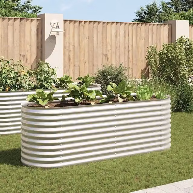 Letto rialzato da giardino Videx in acciaio zincato argento L: 240 cm, P: 80 cm, H: 81 cm