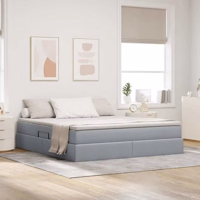 Letto con contenitore e materasso Grigio chiaro 180 x 200 cm 3370242