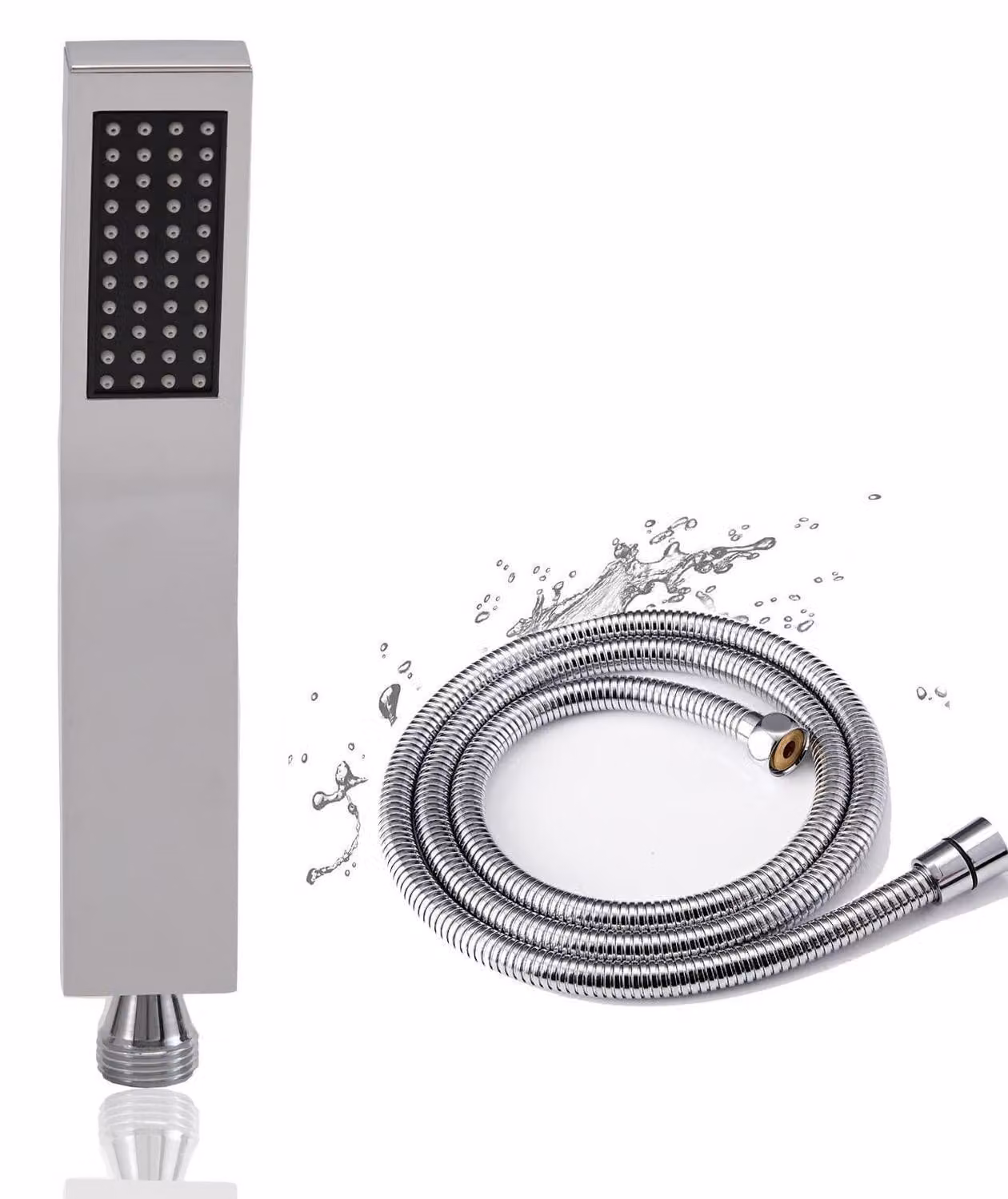Set doccia con soffione, tubo flessibile angolare in ottone, lunghezza 1,5 metri, doccetta manuale, a risparmio idrico