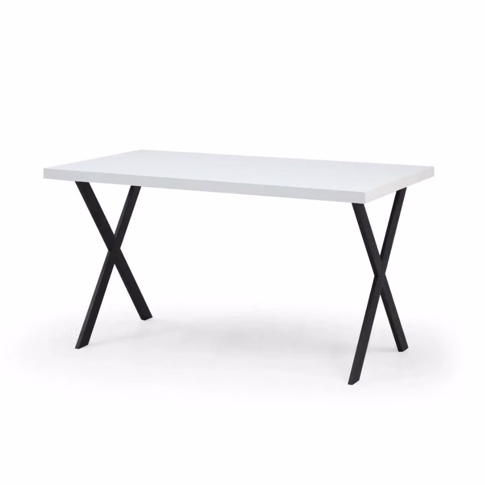 Tavolo rettangolare Brayn Veriaffari bianco con gambe in metallo nero L: 139 cm, P: 80 cm, H: 76 cm – 2