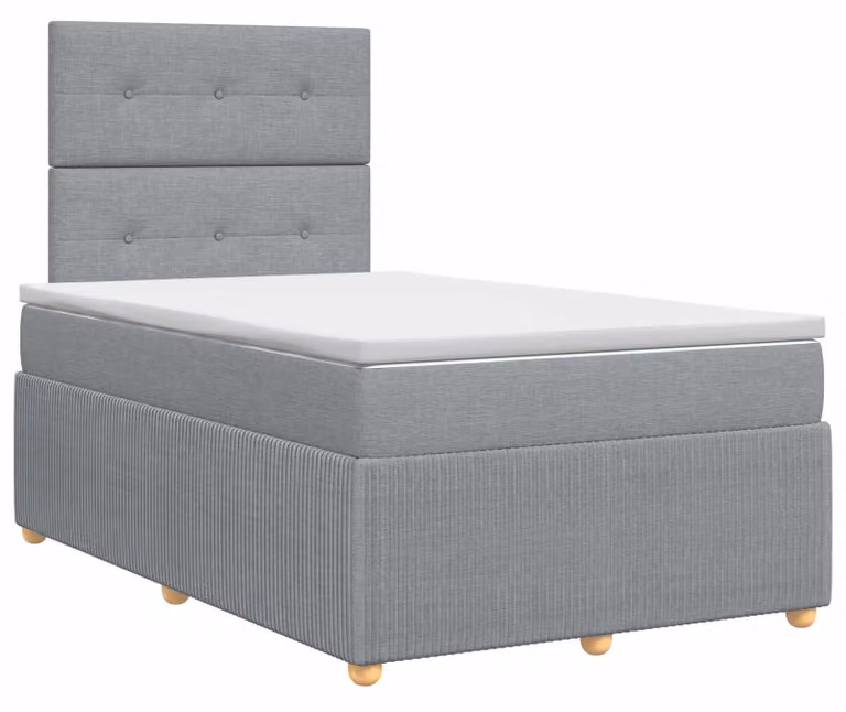 Letto a molle con materasso grigio chiaro 120 x 200 cm in tessuto