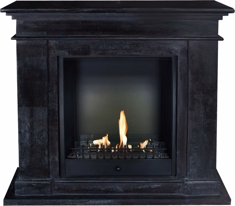 Caminetto a etanolo Xaralyn - Kos BCL-SBU - pietra naturale nera - riscaldamento a 3 kW - caminetto da incasso incluso - caminetto decorativo